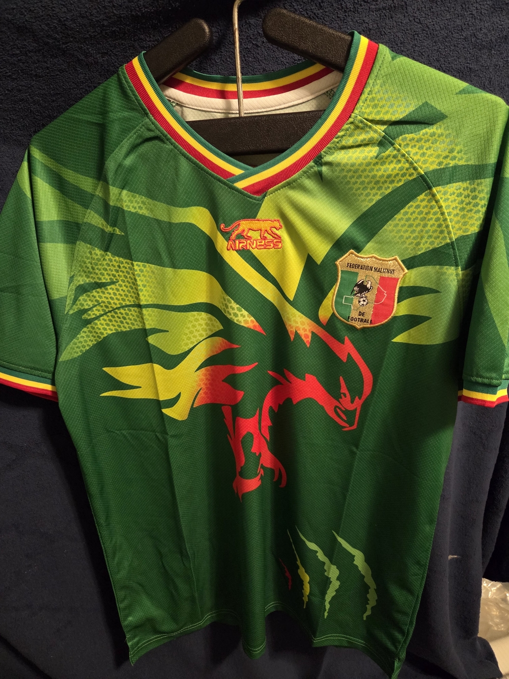 MALI NATIONAL SOCCER /FOOTBAAL  Jersey with Red & Yellow Graphic